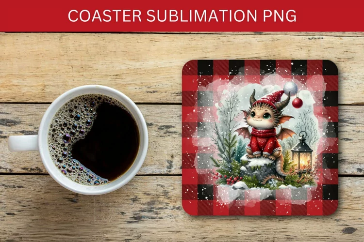 square coaster - dragon christmas
