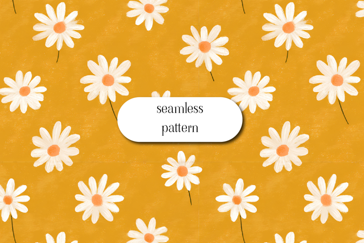 Yellow Daisy Seamless Pattern Sunny Floral Background