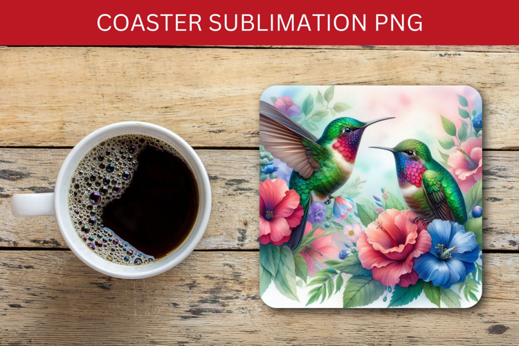 square coaster - hummingbird