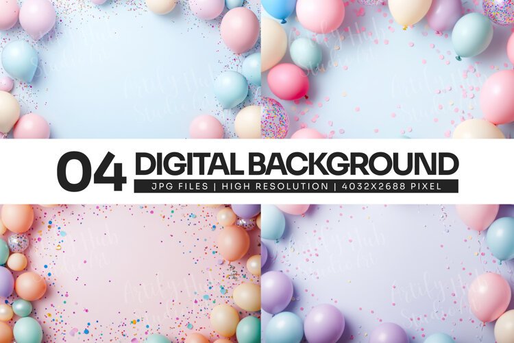 Pastel Balloon Confetti Background example image 1