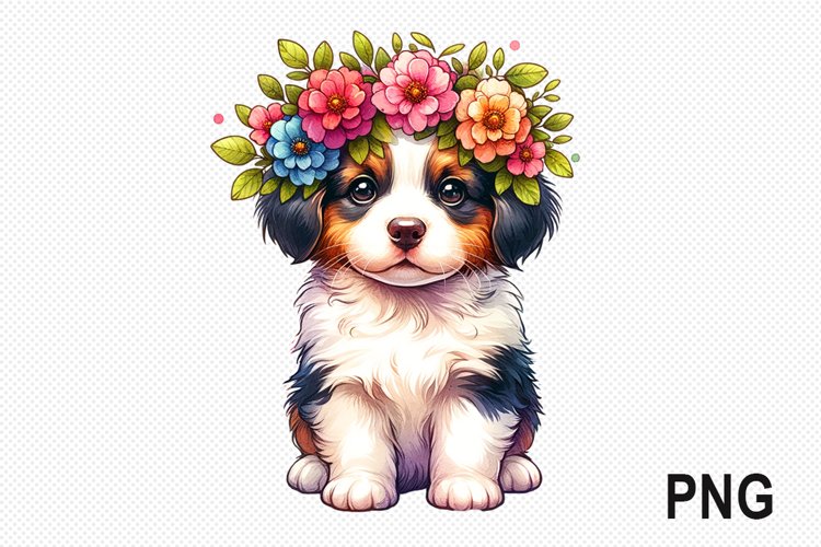 Dog Flowers Sublimation - Dog Flowers Clipart PNG Design