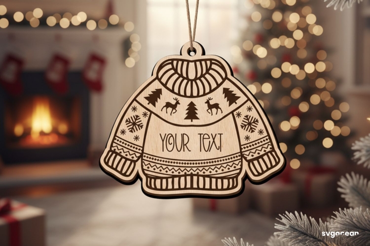 Christmas Sweater Ornament Laser Cut | Glowforge | SVG