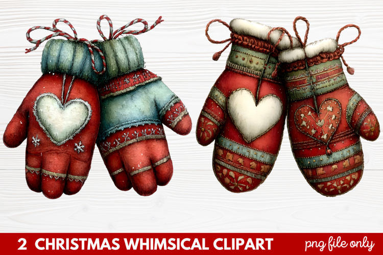 2 Whimsical Christmas Clipart featuring cute holiday charact