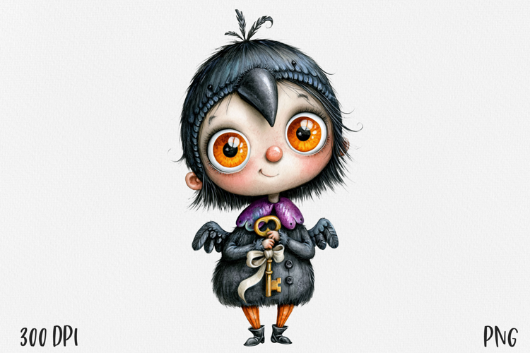 Whimsical Autumn Girl PNG, Cute Woodland Character Clipart