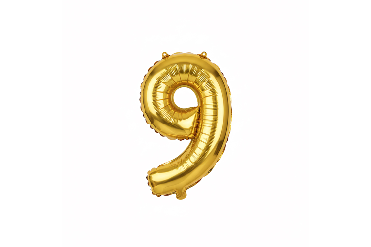 Golden Metallic Number 9 Foil Balloon Party Decoration