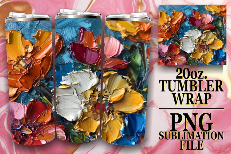 Sublimation Tumbler Wrap featuring Floral Oil Paint