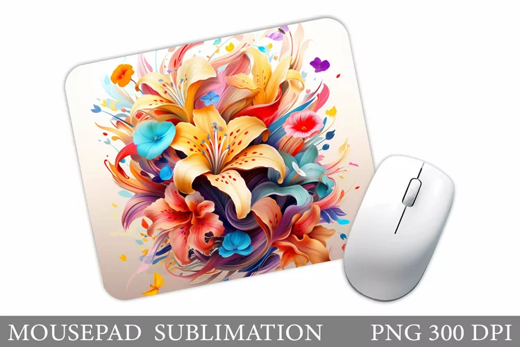 Flowers Mouse Pad Sublimation. Floral Mouse Pad Design