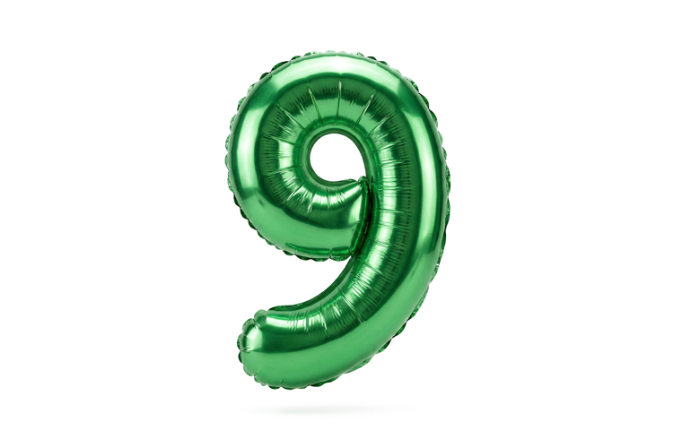 Green Metallic Number 9 Foil Balloon Party Decoration