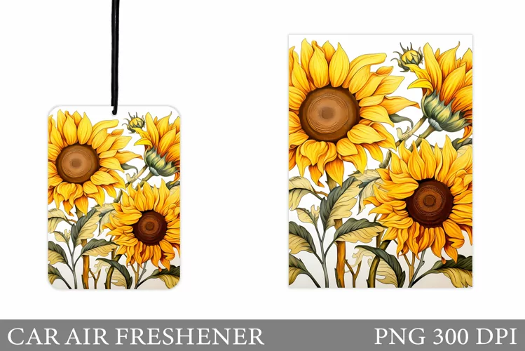 Sunflowers Car Air Freshener. Flowers Car Air Freshener