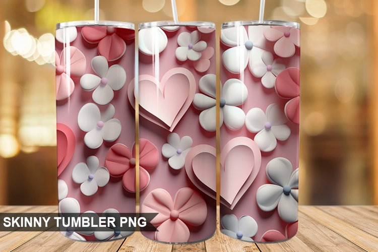 3D Valentines Day PNG Tumbler Design