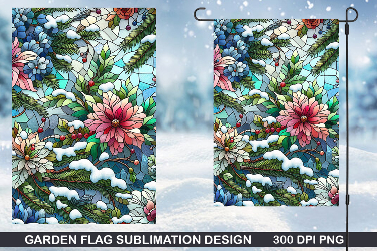 Flowers Garden Flag Sublimation| Winter Garden Flag PNG