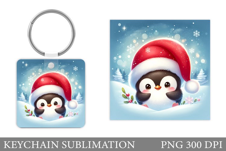 Christmas Penguin Keychain. Christmas Keychain Design example image 1