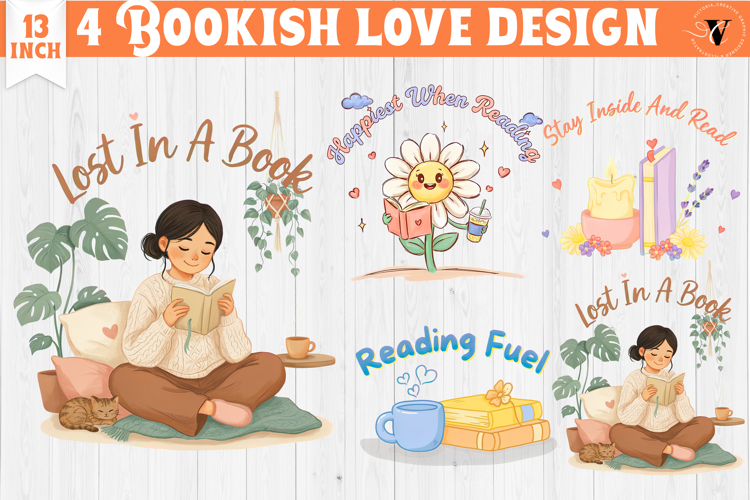 Bookish Sublimation designs | Cute Reading Book Lover png