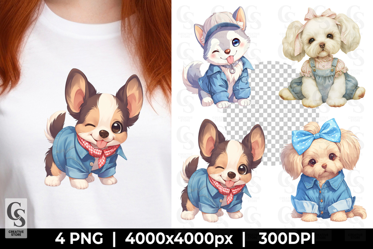 Cute Puppy Dog in Clothes Cartoon Clipart
