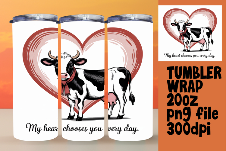 Perfect Gift: 20oz Tumbler Design , Cute Cow