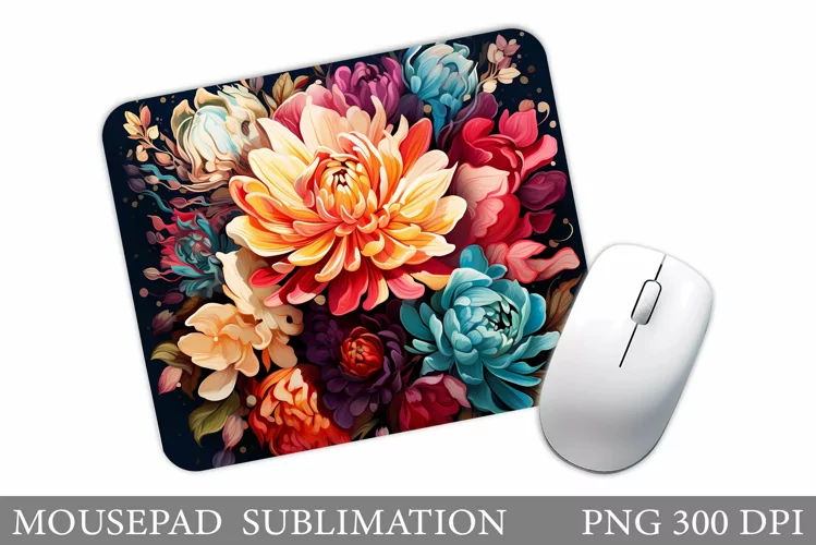 Flowers Mouse Pad Sublimation. Floral Mouse Pad Design