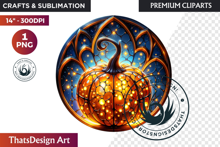 Halloween Gothic stained Glass Pumpkin Clipart