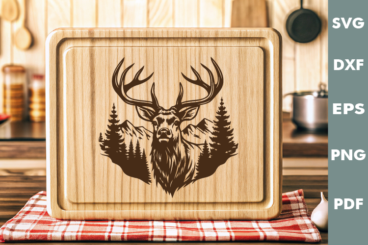 Vintage Deer Design, Cutting board laser SVG, Cricut