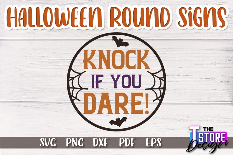 Halloween Round Signs SVG Design|Halloween Signs Quotes SVG example image 1