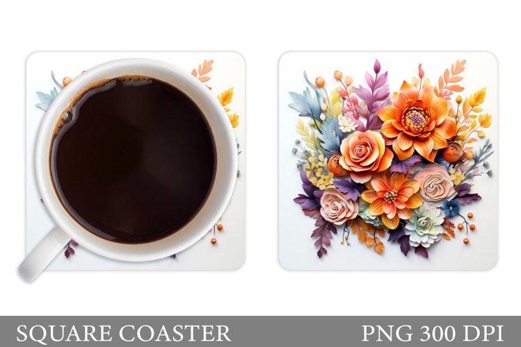 3D Flowers Coaster Design. Flowers Coaster Sublimation