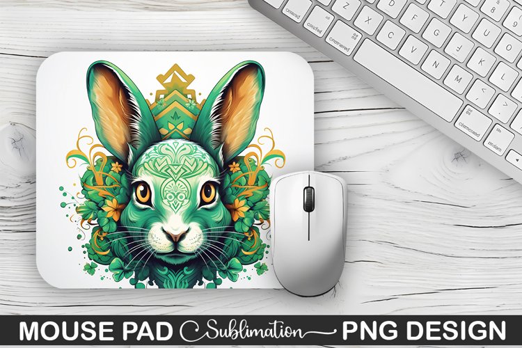 St. Patricks Day Bunny Sublimation Mouse Pad Design