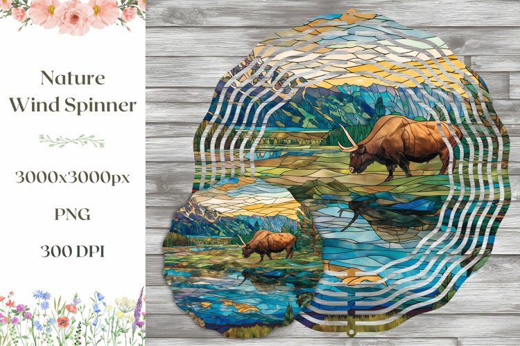 Stained Glass Nature Wind Spinner PNG, Animals Wind Spinner