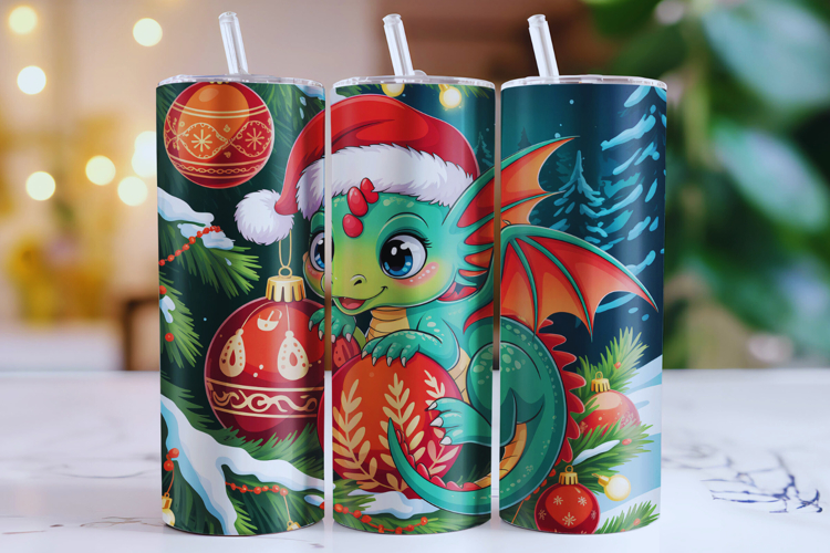 Merry Christmas Dragon Tumbler Wrap | Christmas Wrap