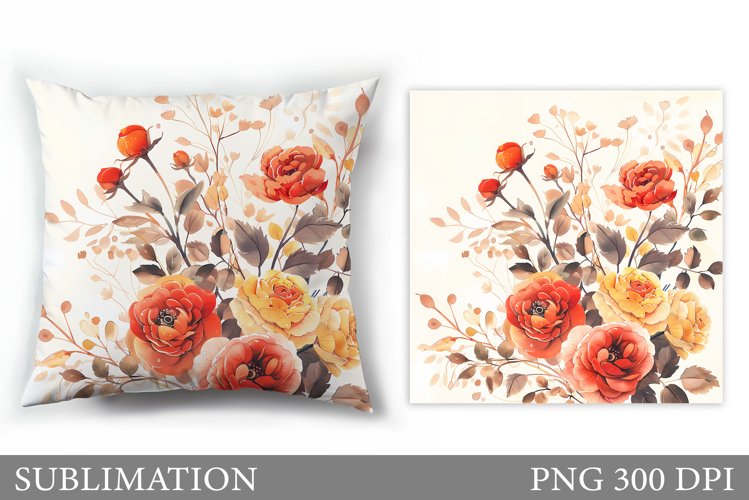 Floral Sublimation. Flowers Pillow Sublimation example image 1