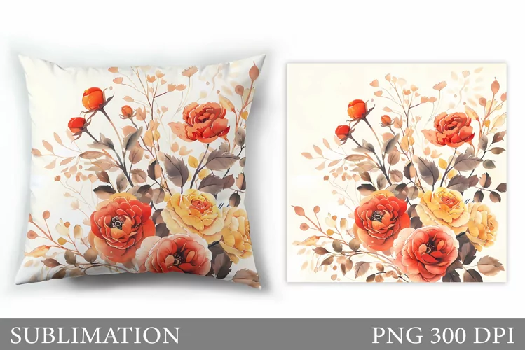 Floral Sublimation. Flowers Pillow Sublimation