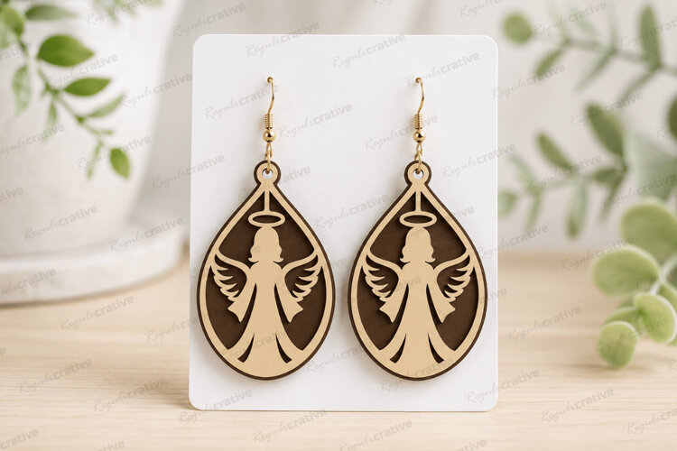 Christmas Earrings Laser Cut SVG File,Christmas Earrings SVG example image 1