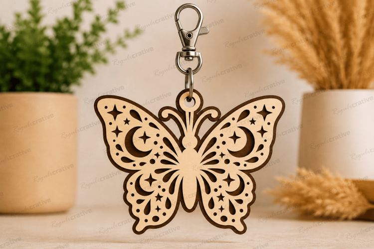 Butterfly Keychain Laser Cut SVG File butterfly keychain svg