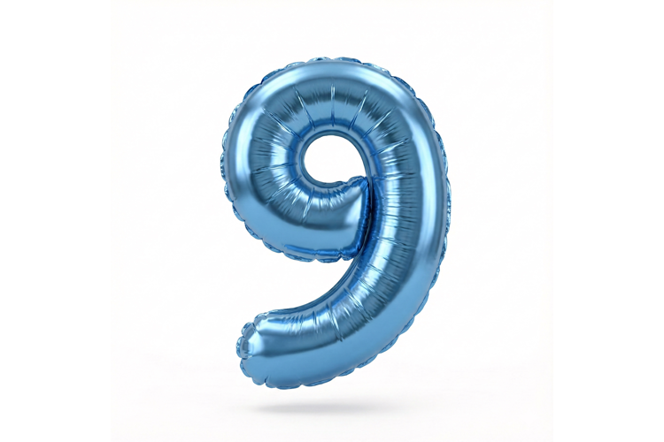 Blue Metallic Number 9 Foil Balloon Party Decoration