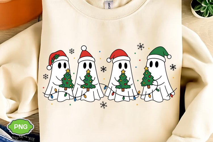 Spooky Christmas PNG, Christmas Ghost PNG, Merry Christmas example image 1