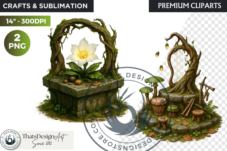 Fantasy clipart Magical Forest Village PNG for scrapbooking