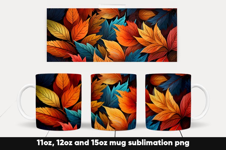 Fall autumn leaves mug wrap sublimation example image 1