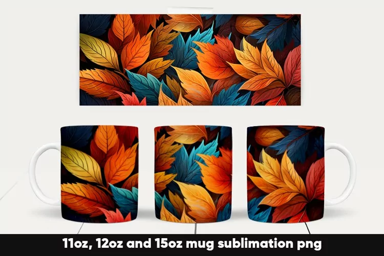 Fall autumn leaves mug wrap sublimation