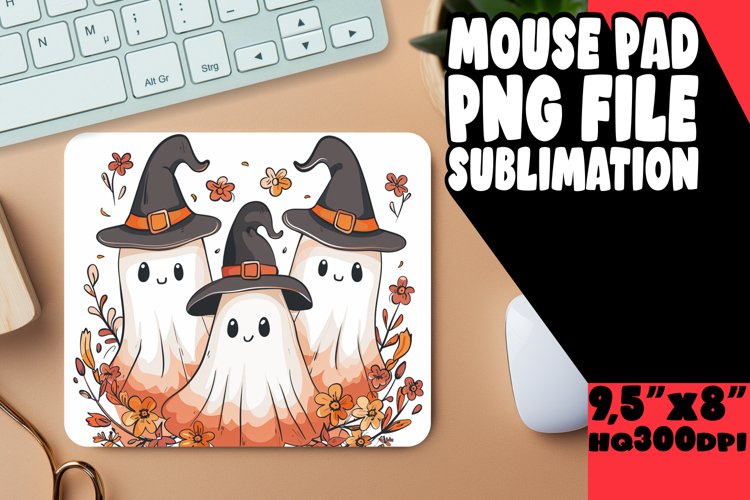 Adorable Ghost Mouse Pad Halloween Sublimation PNG