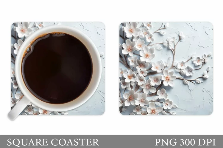 3D Flowers Coaster Sublimation. Spring Flowers Coaster
