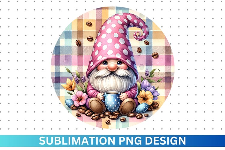 Easter Coffee Gnome Sublimation - Clipart PNG