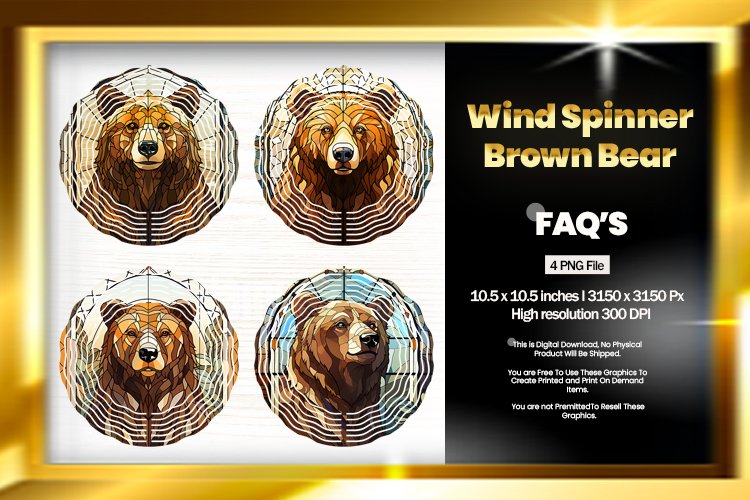 Brown Bear Wind Spinner Sublimation - 04 Variations example image 1