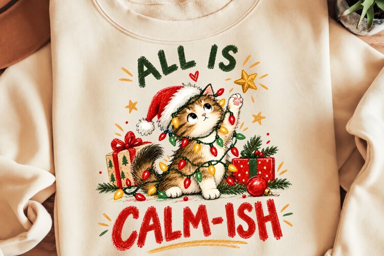 Funny Christmas PNG, Christmas PNG, Trending Christmas Cat example image 1
