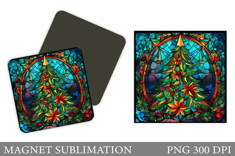 Stained Glass Christmas Tree Keychain Sublimation