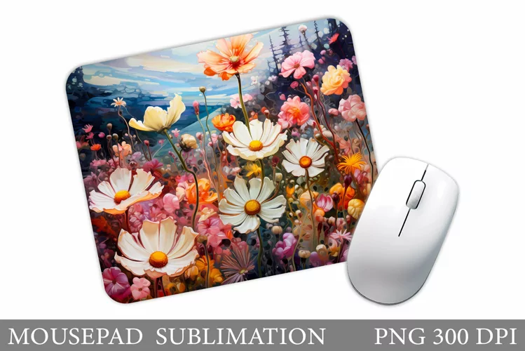 Wildflowers Mouse Pad Design. Flowers Mouse Pad Sublimation