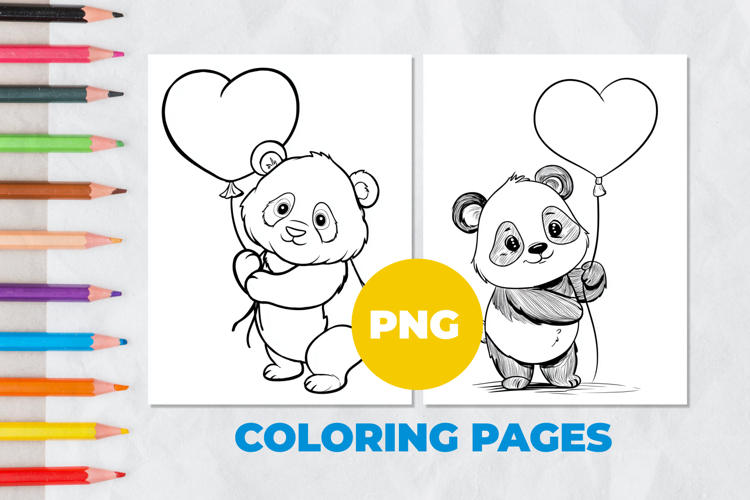 Panda with a balloon Coloring Pages | Coloring book