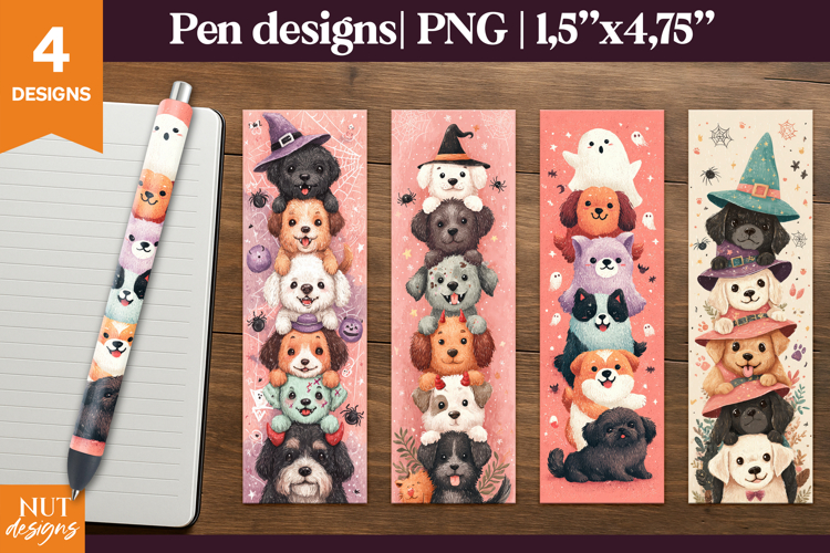 Funny Halloween dog pen designs. Waterslide pen wraps