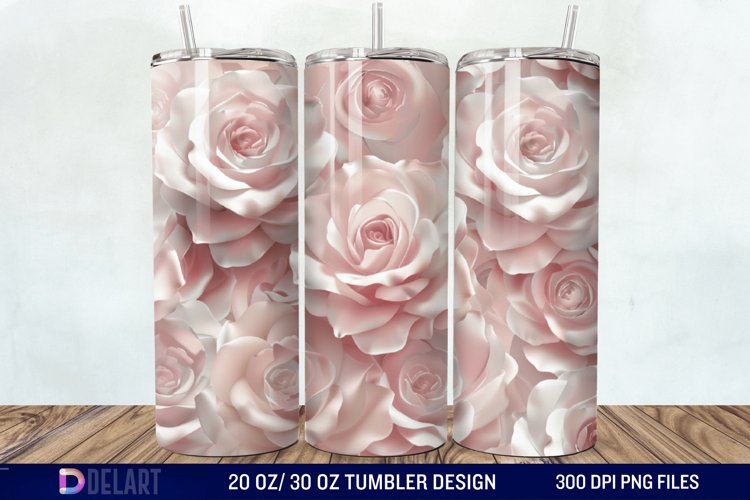3D Flower Seamless Roses Tumbler Wrap example image 1