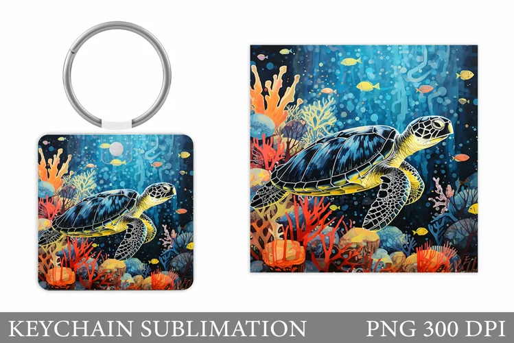 Turtle Keychain Sublimation. Turtle Keychain Design