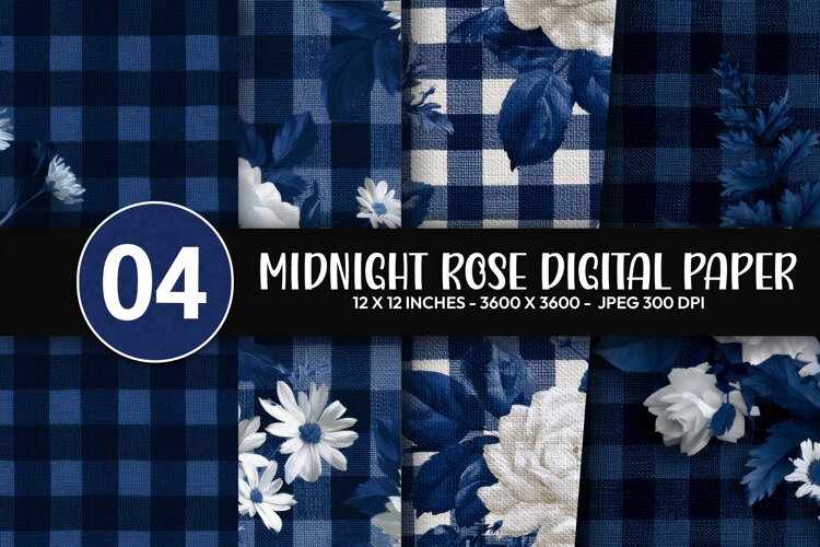 Midnight Rose Digital Paper example image 1