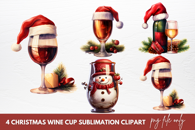 Christmas Wine Cup Sublimation Clipart