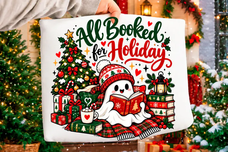 All Booked for Holiday Christmas Ghost PNG Christmas T-shirt